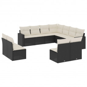 Garden Sofa Set Black PE rattan 11 Piece Set Modular