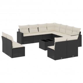 Patio Sofa Set Black and Cream White