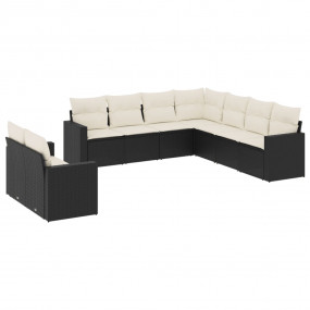 Garden Sofa Set Black PE rattan 9 Piece set Adjustable ...