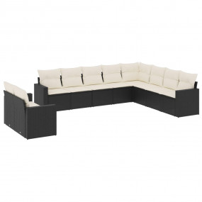 Garden Sofa Set Black and Cream White