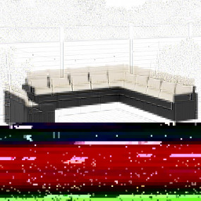 Garden Sofa Set Black PE Rattan Large Adjustable Feet