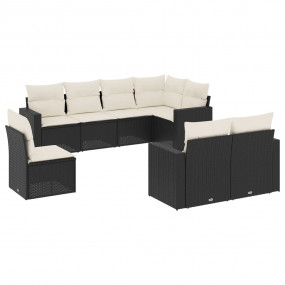 Garden Sofa Set Black PE rattan, powder-coated steel La...