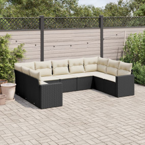 Garden Sofa Set Black PE Rattan 9 Piece Modular Garden ...