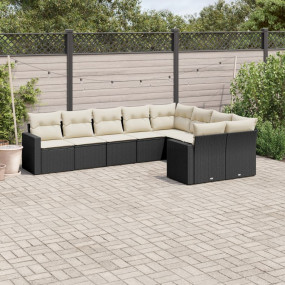 Garden Sofa Set Black PE Rattan Large Modular Garden So...