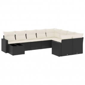 Garden Sofa Set Black PE Rattan Medium to Large Adjusta...