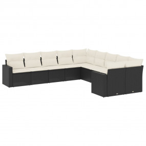 Garden Sofa Set Black PE Rattan Large Modular Garden So...