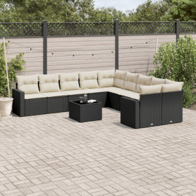 Garden Sofa Set Black PE Rattan Large Modular Garden So...