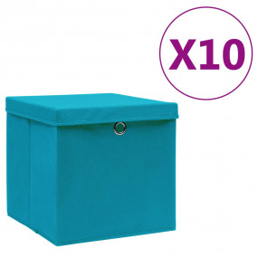 Storage Box Set of 10 Baby blue Non-woven fabric Small ...