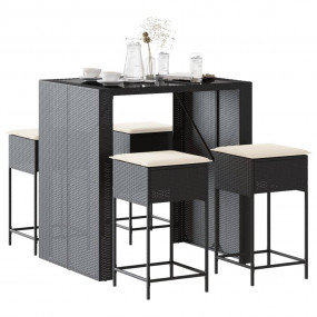 Garden Bar Set Black Poly Rattan 5 Piece Set