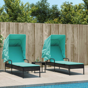 Patio Sun Lounger Black, Turquoise