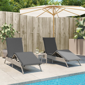 Sun Lounger Light Grey PE rattan, powder-coated steel S...