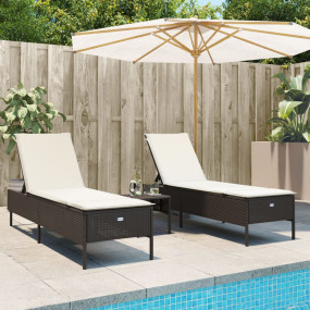 Sun Lounger Brown, Cream White