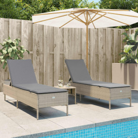 Sun Lounger Beige PE rattan, powder-coated steel