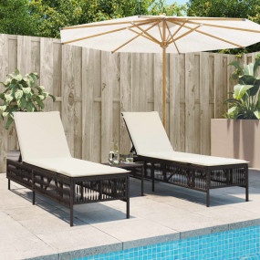 Sun Lounger Brown, Cream white
