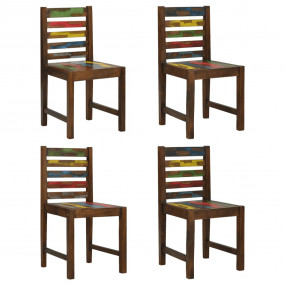 Dining Chair Set of 4 Multicolored Solid reclaimed wood...