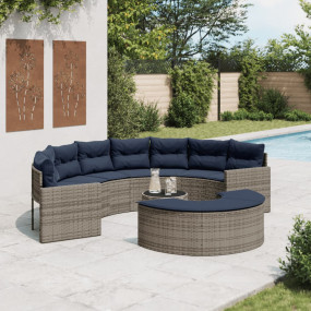 Patio Sofa Set Gray, Navy Blue