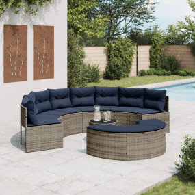 Patio Sofa Set Grey and Navy Blue