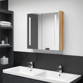 Bathroom Cabinet Oak MDF with melamine finish, glass Me...