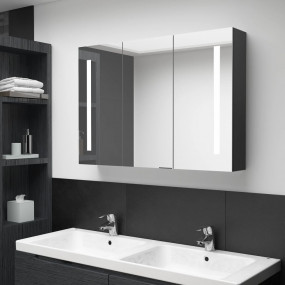 Bathroom Cabinet Shiny Black MDF Board with Melamine, G...