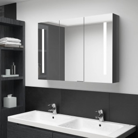 Bathroom Cabinet Shining Grey MDF with Melamine Finish,...