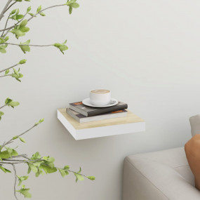Wall Shelf Oak and White Honeycomb MDF, Metal 9.1 x 9.3...