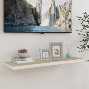 Wall Shelf Oak and White Honeycomb MDF, Metal 35.4 in