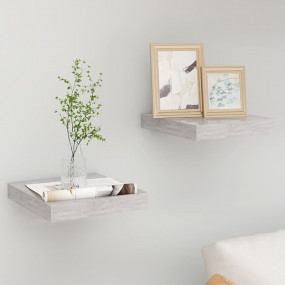 Wall Shelf Set of 2 Concrete grey Honeycomb MDF, metal