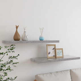Wall Shelf Set of 2 Concrete grey Honeycomb MDF, metal ...