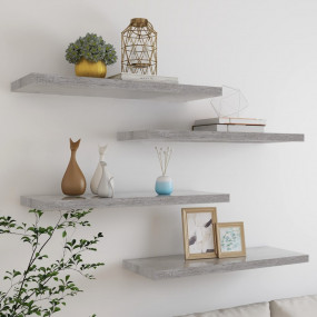 Wall Shelf Set of 4 Concrete grey Honeycomb MDF, Metal ...