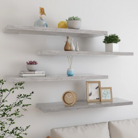 Wall Shelf Set of 4 Concrete grey Honeycomb MDF, metal