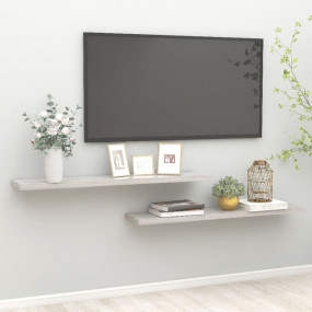 Wall Shelf Set of 2 Concrete grey Honeycomb MDF, metal