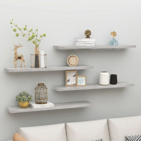 Wall Shelf Set of 4 Concrete grey Honeycomb MDF, metal