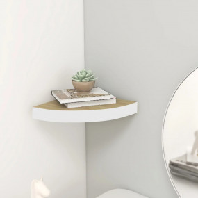 Wall Corner Shelf Oak and White Honeycomb MDF, metal Co...
