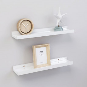 Wall Shelf Set of 2 High gloss white MDF 15.7x3.5x1.2 i...
