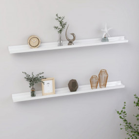 Wall Shelf Set of 2 High gloss white MDF Medium Wall mo...