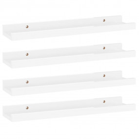 Wall Shelf Set of 4 High gloss white MDF Medium Wall mo...