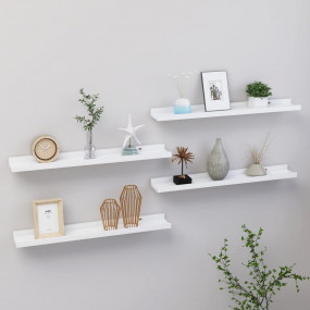 Wall Shelf Set of 4 White MDF 23.6x3.5x1.2 in Wall moun...