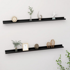 Wall Shelf Set of 2 Black MDF 45.3 in wide Wall mountin...