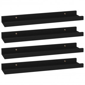 Wall Shelf Set of 4 Black MDF Medium Wall mounting Wall...