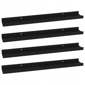 Wall Shelf Set of 4 Black MDF 23.6x3.5x1.2 in Wall moun...