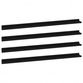 Wall Shelf Set of 4 Black MDF 45.3 x 3.5 x 1.2 in Wall ...