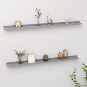 Wall Shelf Set of 2 Grey MDF 45.3 x 3.5 x 1.2 in Wall m...