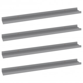 Wall Shelf Set of 4 Gray MDF 31.5x3.5x1.2 in Wall mount...