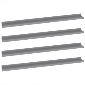 Wall Shelf Set of 4 Grey MDF Wall Shelf Rectangular Mod...