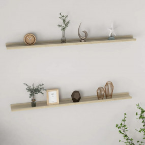 Wall Shelf Set of 2 Sonoma Oak MDF Medium Wall Mounting