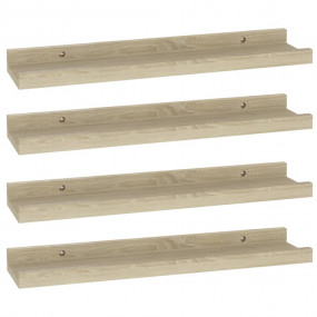 Wall Shelf Set of 4 Sonoma Oak MDF 15.7 x 3.5 x 1.2 in ...