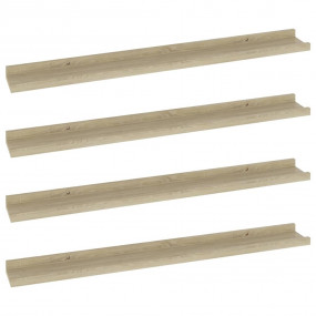 Wall Shelf Set of 4 Sonoma oak MDF 31.5 in x 3.5 in x 1...