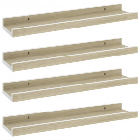 Wall Shelf Set of 4 White MDF 15.7x3.5x1.2 in Wall moun...