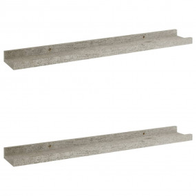 Wall Shelf Set of 2 Concrete grey MDF 23.6x3.5x1.2 in