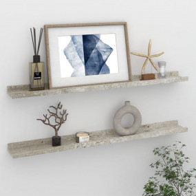 Wall Shelf Set of 2 Concrete Gray MDF 31.5 x 3.5 x 1.2 ...